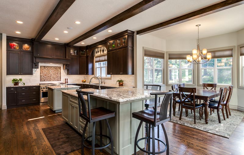 Great room denver kitchen remodel double sinks butlers pantry