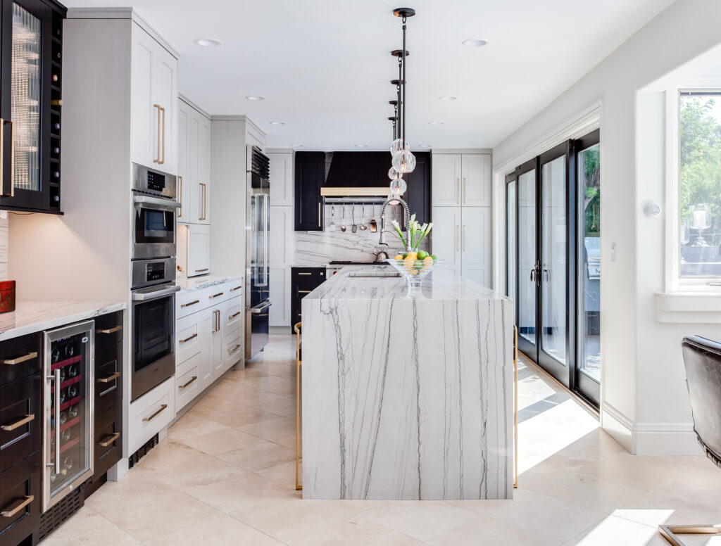 Waterfall Quartzite Countertop in Greenwood Village Kitchen Renovation
