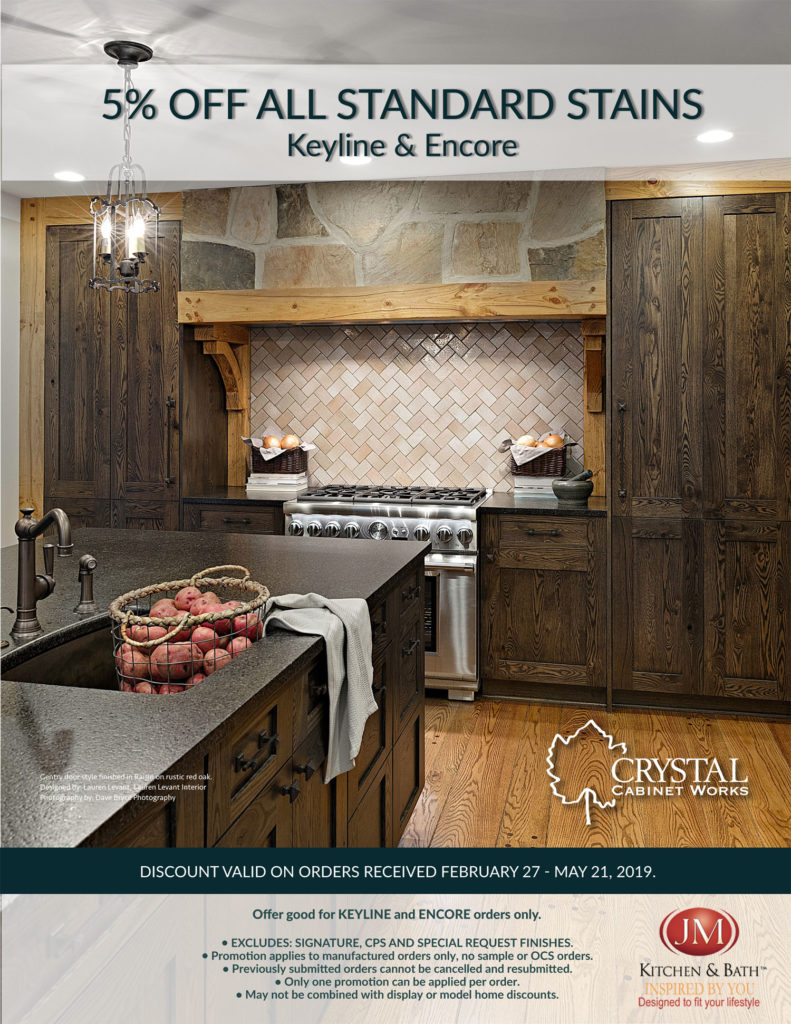 Crystal Cabinetry Promotion On Stained Cabinets Jm Kitchen And Bath