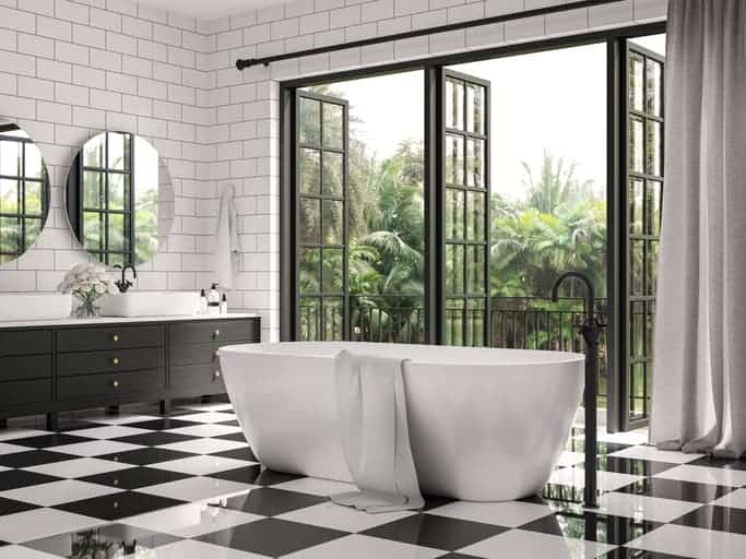 gorgeous black and white primary bath